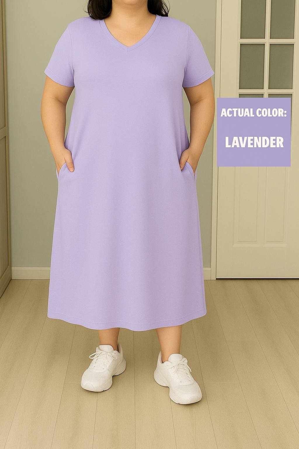 Trendy Pocket Perfect V-Neck Dress with Side pockets