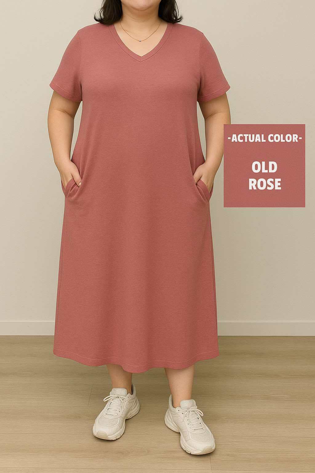 Trendy Pocket Perfect V-Neck Dress with Side pockets