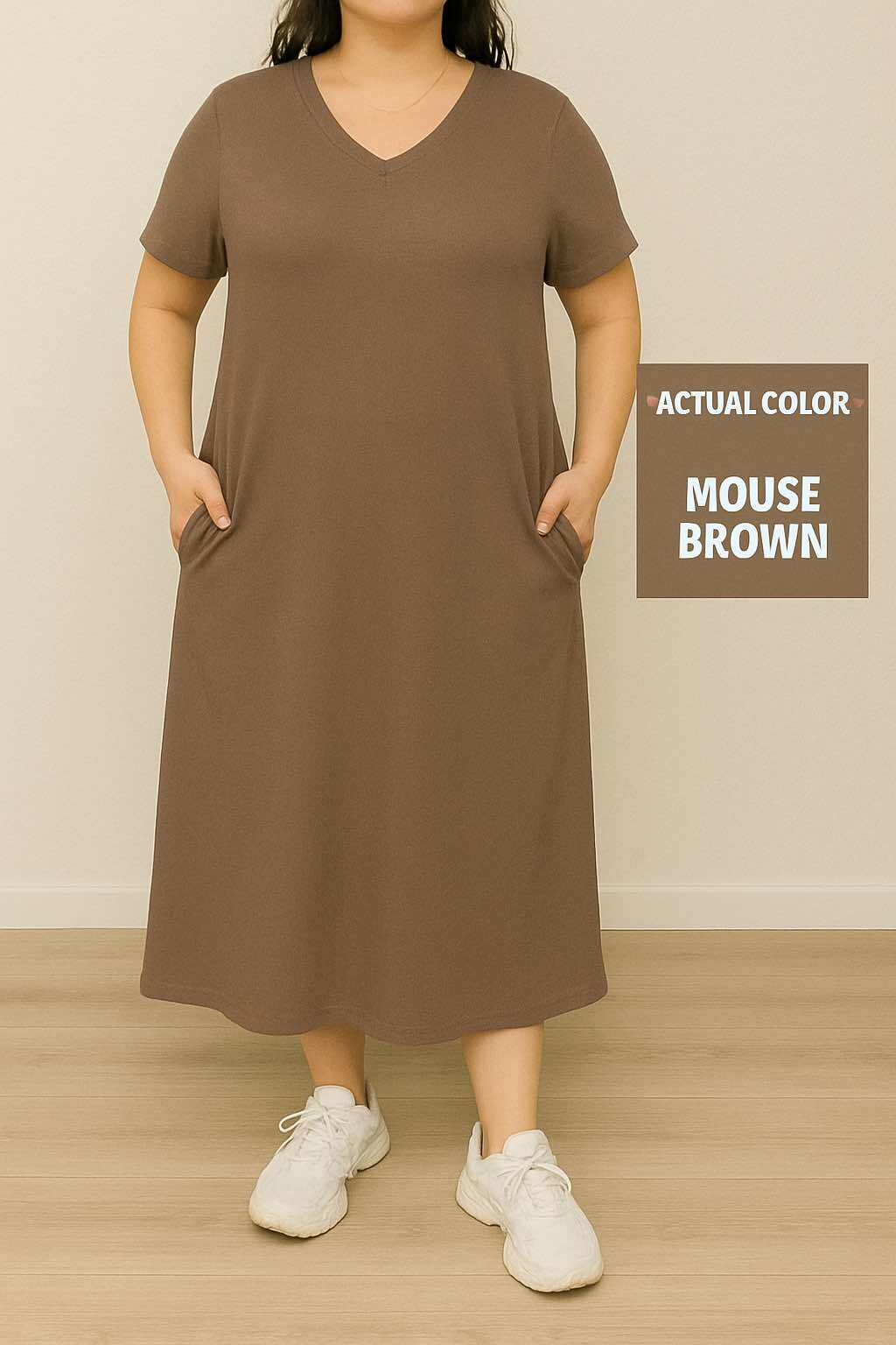 Trendy Pocket Perfect V-Neck Dress with Side pockets
