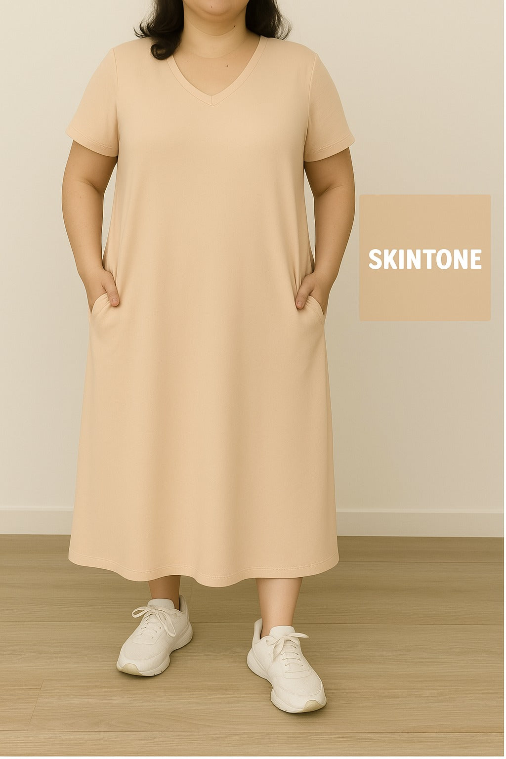 Trendy Pocket Perfect V-Neck Dress with Side pockets