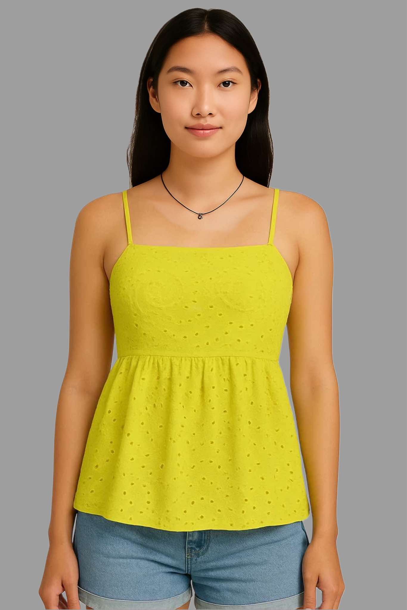 Evelyn Lace-Up Eyelet Sando – Soft, Chic, Strappy