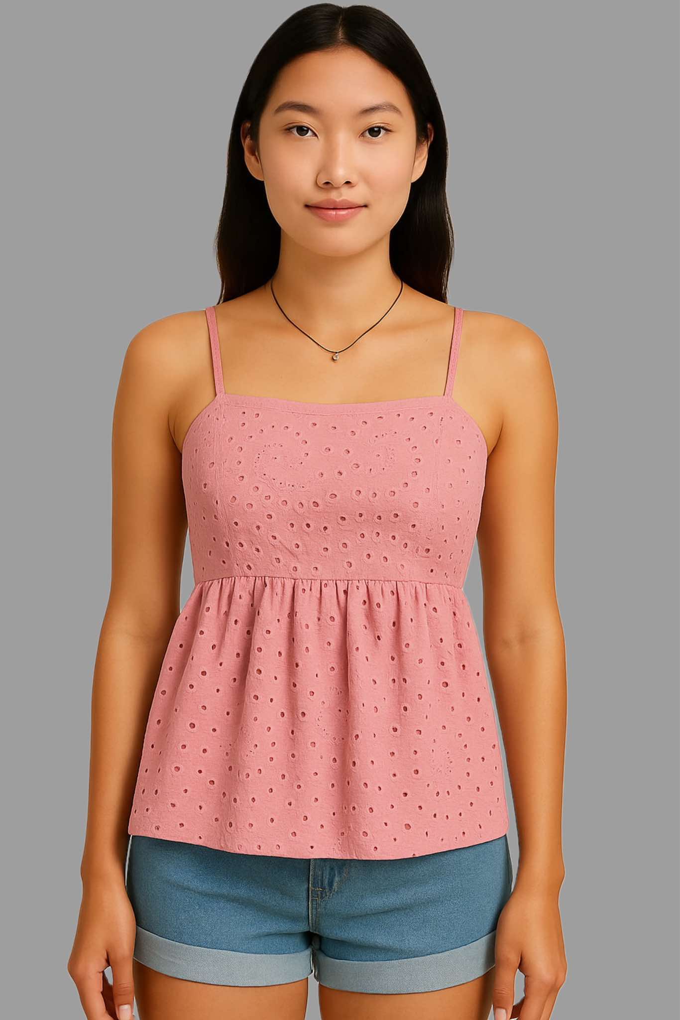 Evelyn Lace-Up Eyelet Sando – Soft, Chic, Strappy