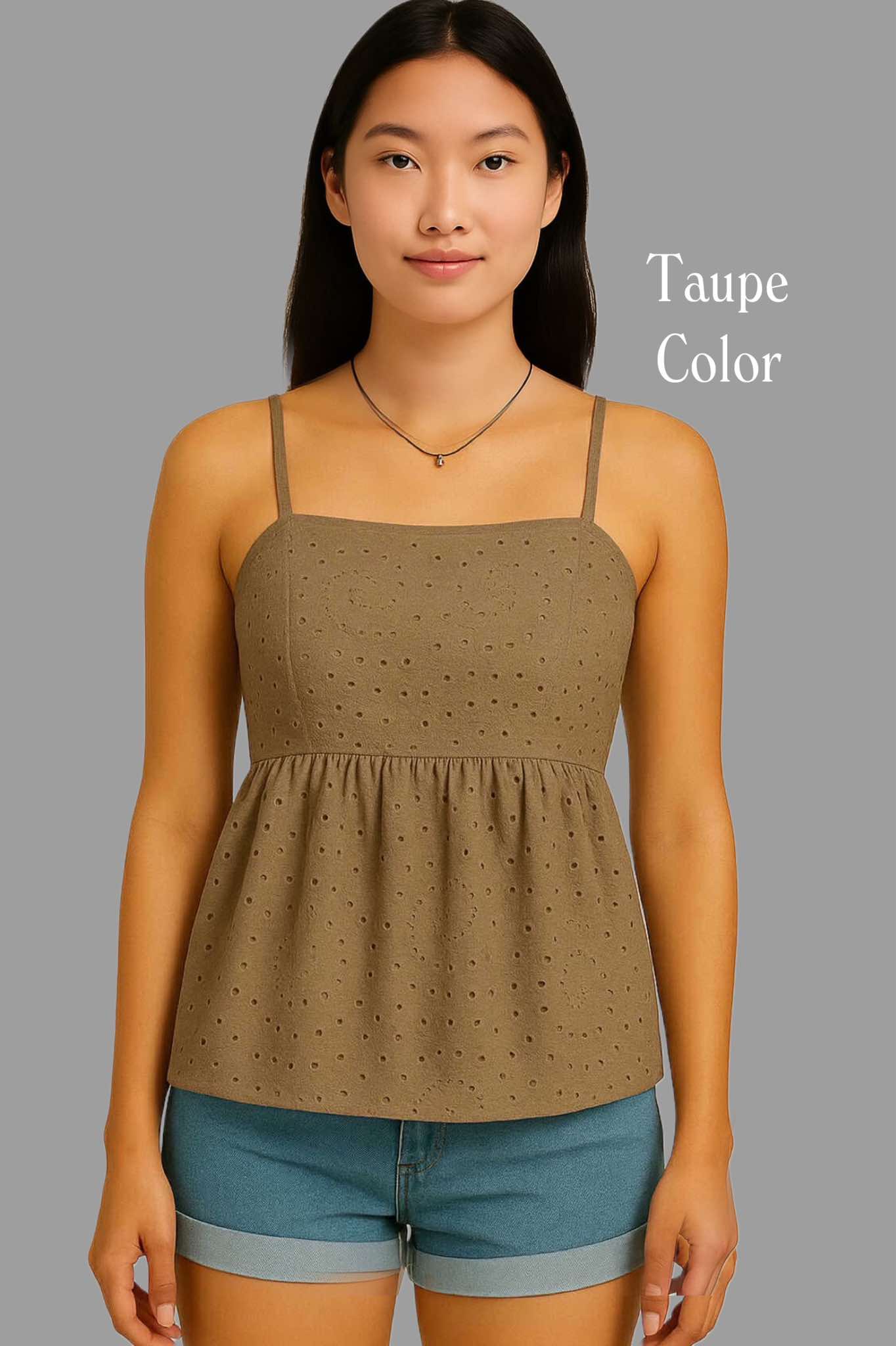 Evelyn Lace-Up Eyelet Sando – Soft, Chic, Strappy