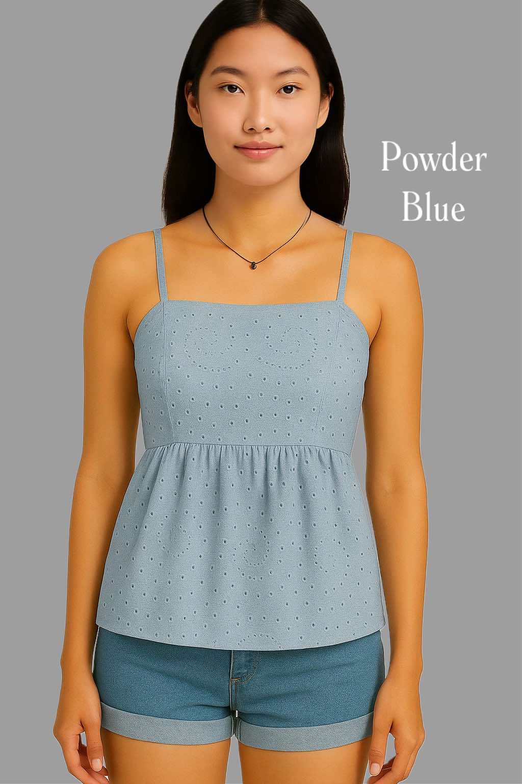 Evelyn Lace-Up Eyelet Sando – Soft, Chic, Strappy