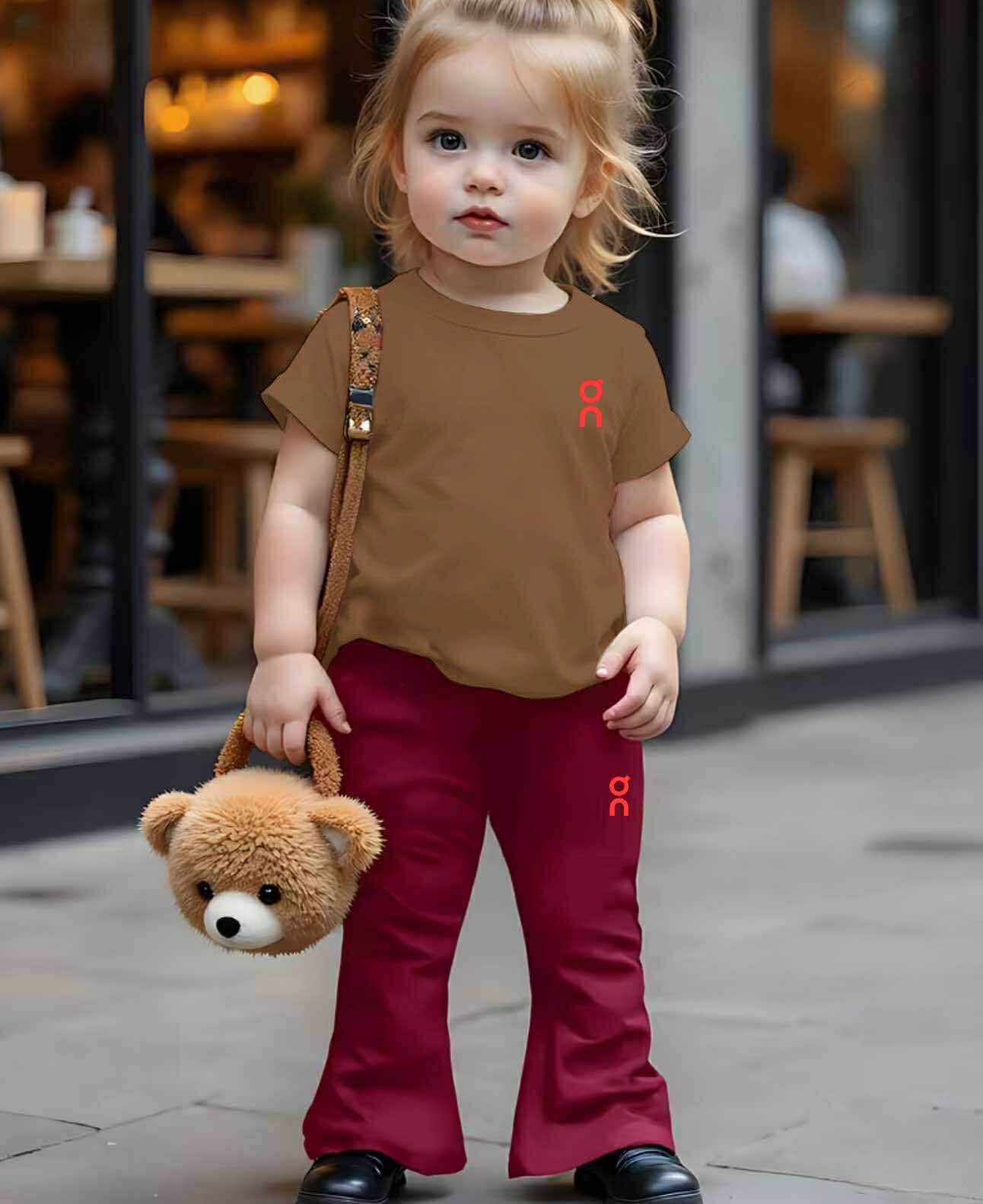 Yesha Kids Coord Set ~ Flare pants pair with Round Neck Shirt