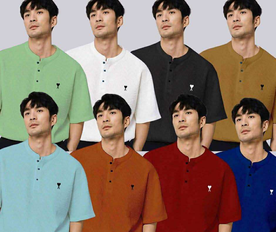 MARCUS Men’s Trendy Top – Chinese Collar Style | Waffle Knit | Free Size