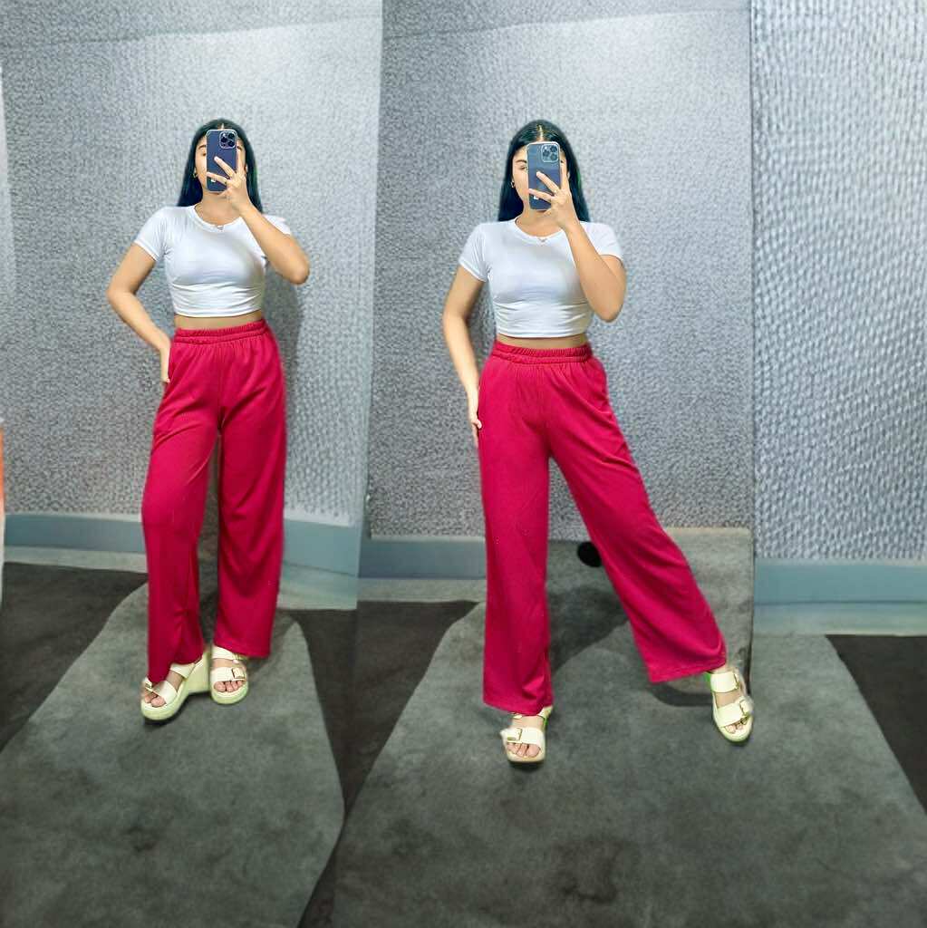 Women's Cotton Spandex Crop Top & Waffle Knit Pants Set – Free Size