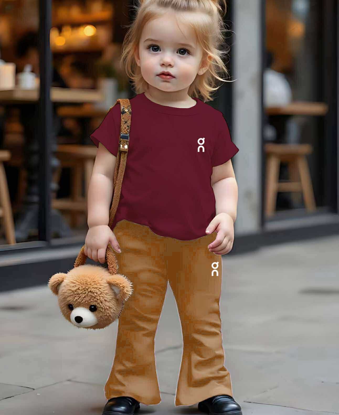Yesha Kids Coord Set ~ Flare pants pair with Round Neck Shirt