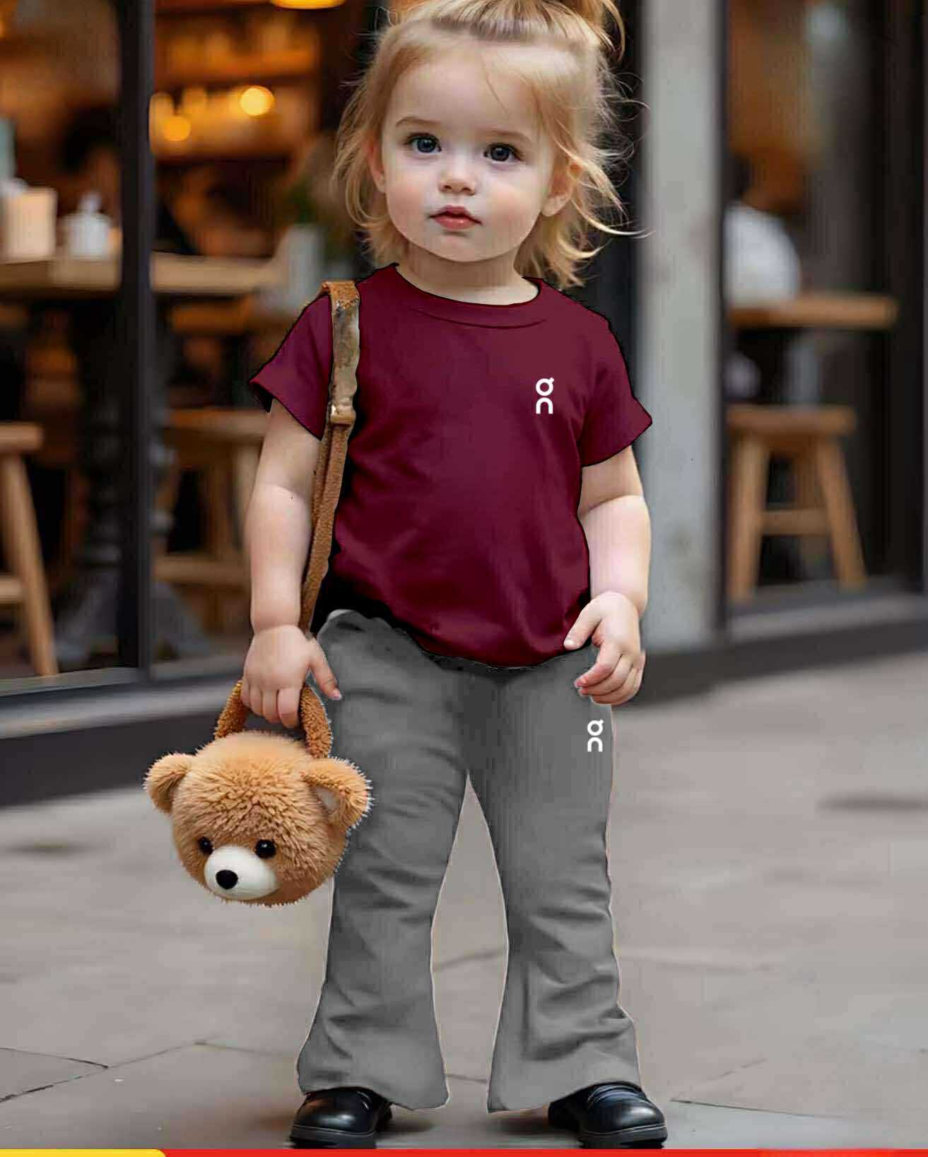 Yesha Kids Coord Set ~ Flare pants pair with Round Neck Shirt