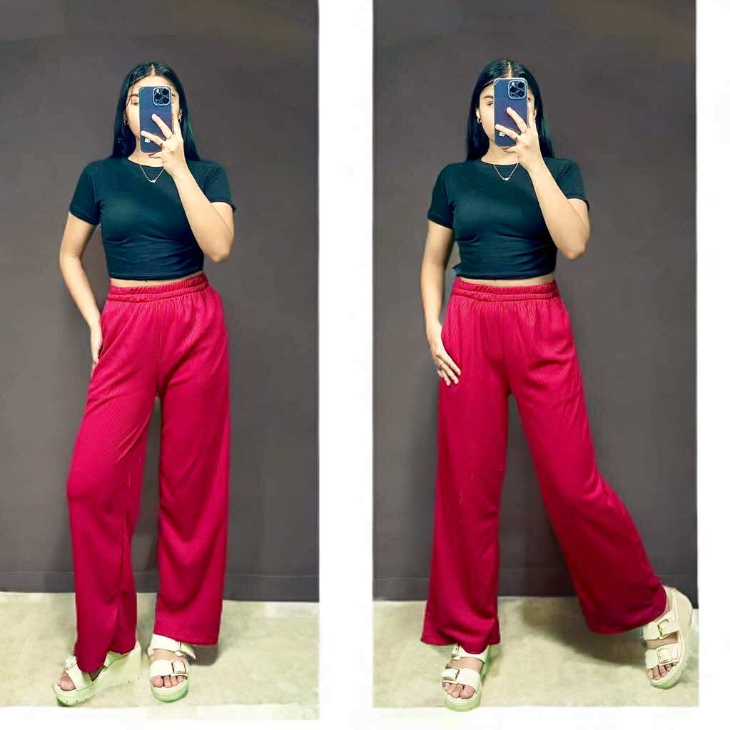 Women's Cotton Spandex Crop Top & Waffle Knit Pants Set – Free Size