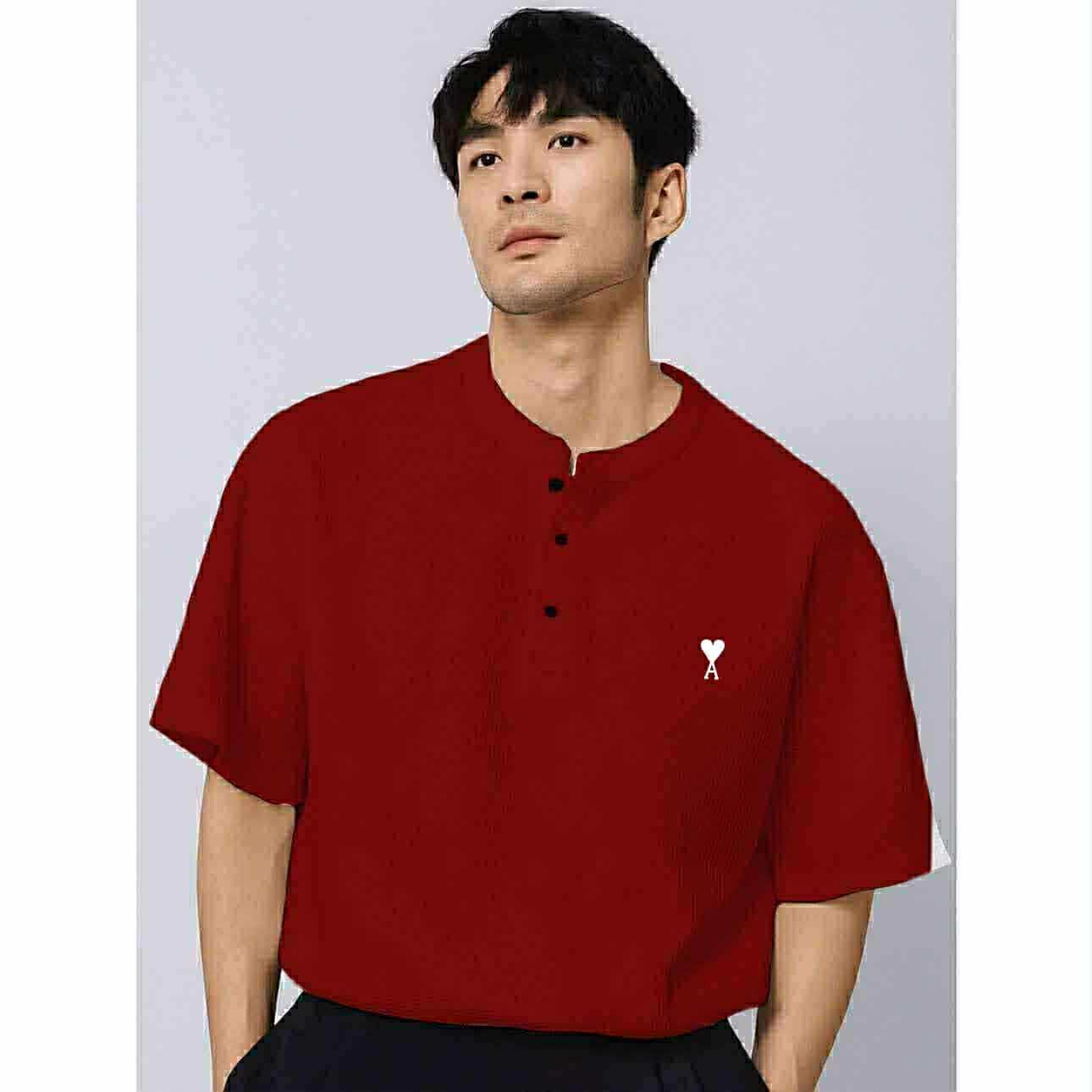 MARCUS Men’s Trendy Top – Chinese Collar Style | Waffle Knit | Free Size