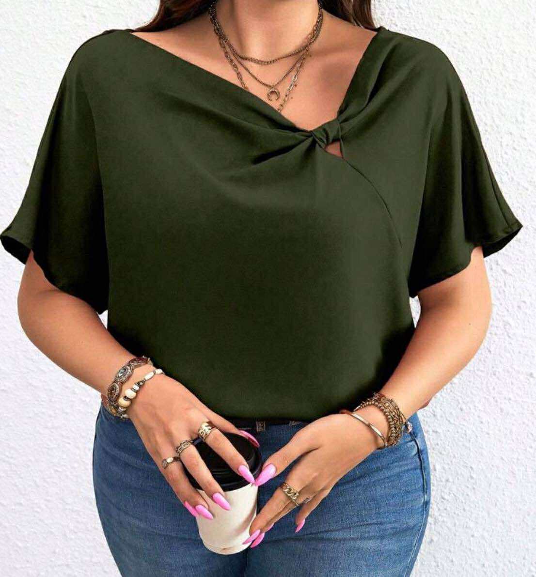 Women’s Knot Detail Blouse – Chic Short Sleeve Top | Casual to Office Wear