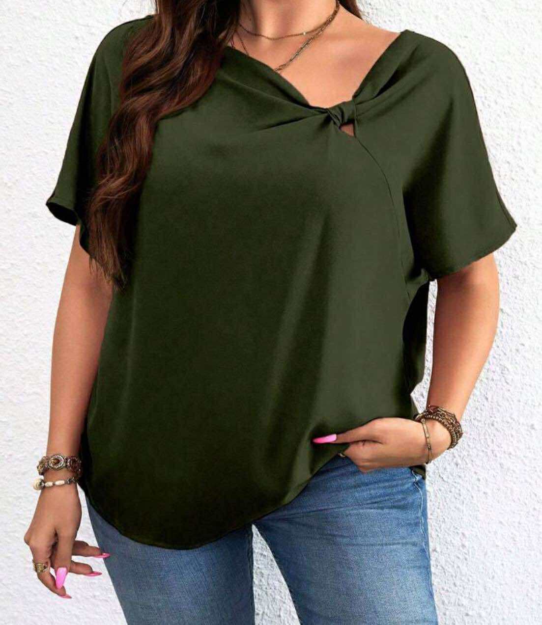 Women’s Knot Detail Blouse – Chic Short Sleeve Top | Casual to Office Wear