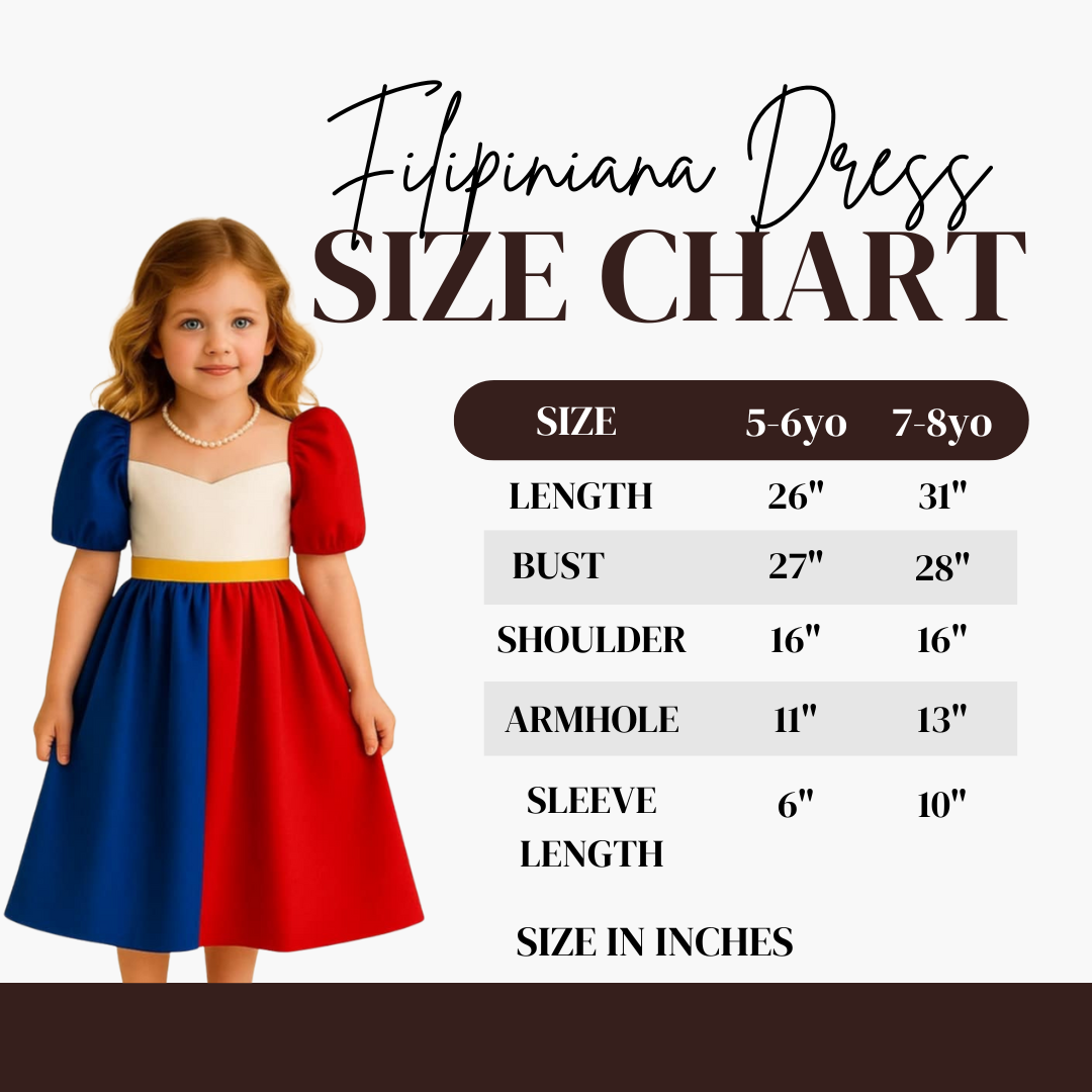 Pilipinas-Inspired Tricolor Filipiñiana Dress for Kids-UNITED NATIONS COSTUME FOR GIRLS
