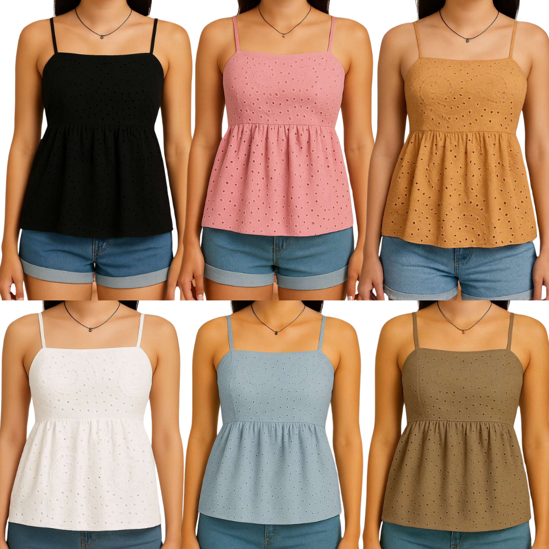Evelyn Lace-Up Eyelet Sando – Soft, Chic, Strappy