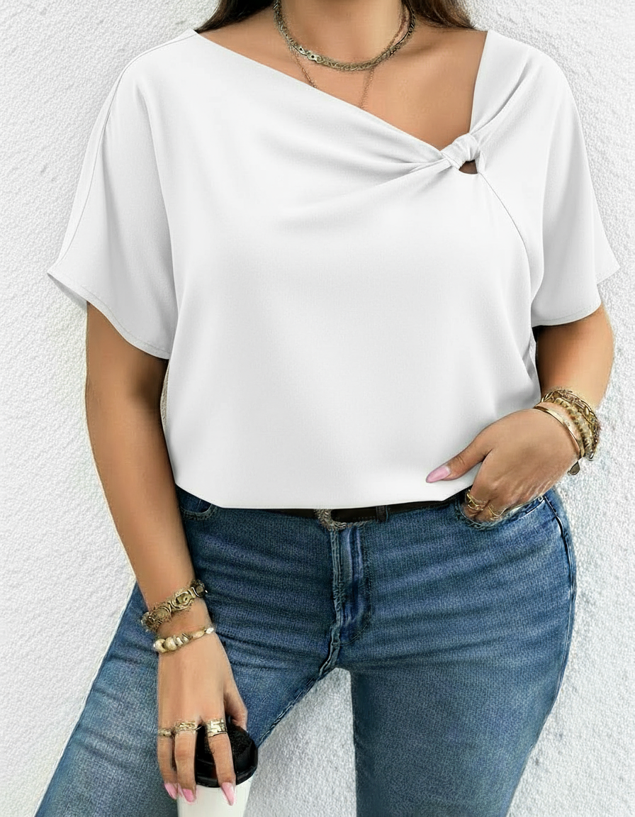 Women’s Knot Detail Blouse – Chic Short Sleeve Top | Casual to Office Wear