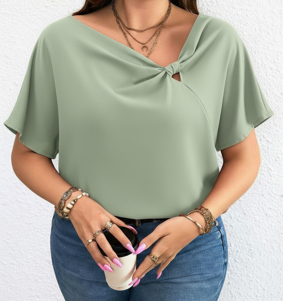 Women’s Knot Detail Blouse – Chic Short Sleeve Top | Casual to Office Wear