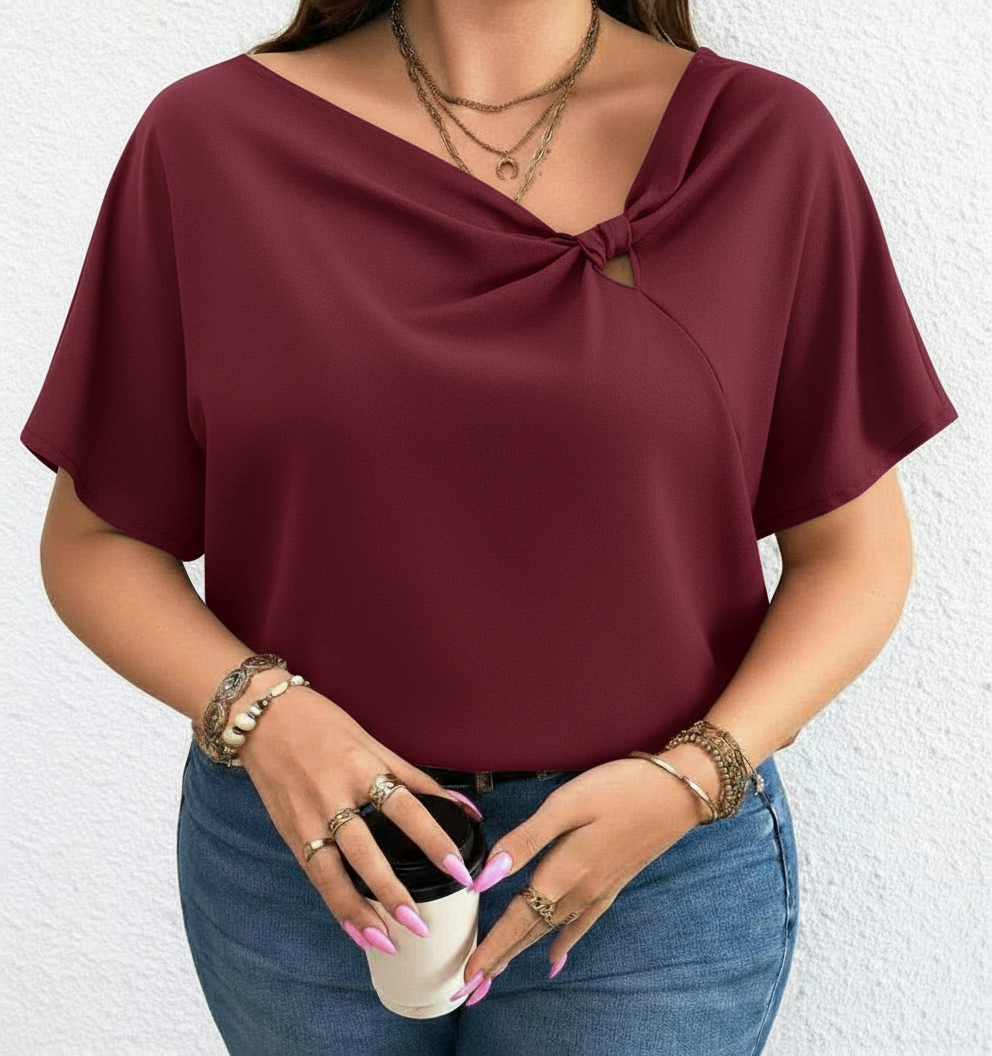 Women’s Knot Detail Blouse – Chic Short Sleeve Top | Casual to Office Wear