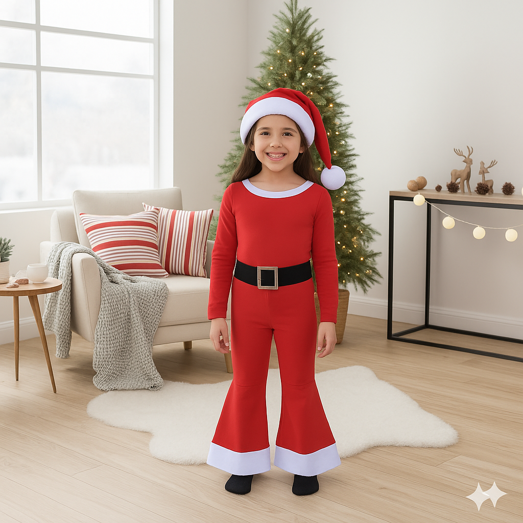 Kids’ Premium Santa Costume Set – Boys & Girls Holiday Outfit (Ages 3–12) | Soft Special Fabric
