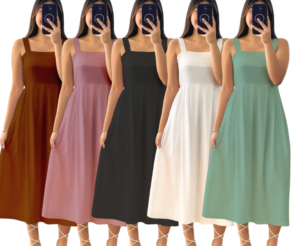 Julia-Inspired Pleated Dress – Effortless Grace with a Classic Touch