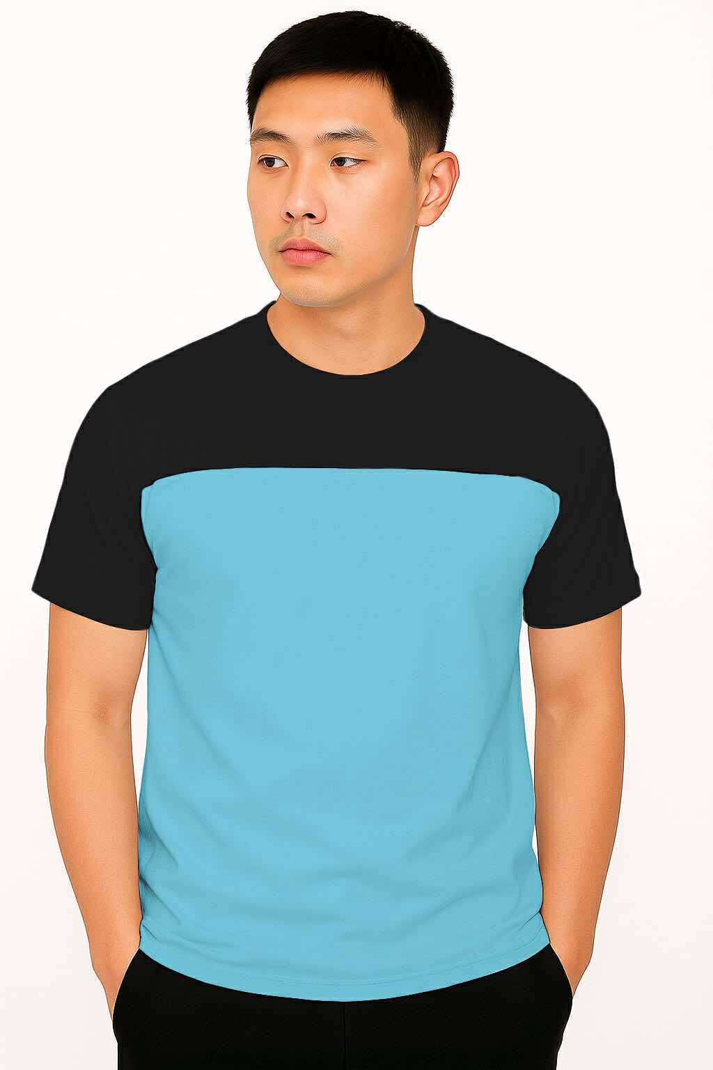 LUCAZ TWO TONED ROUND NECK T-SHIRT | PREMIUM COTTON  | SHORT SLEEVES | MEDIUM & XL