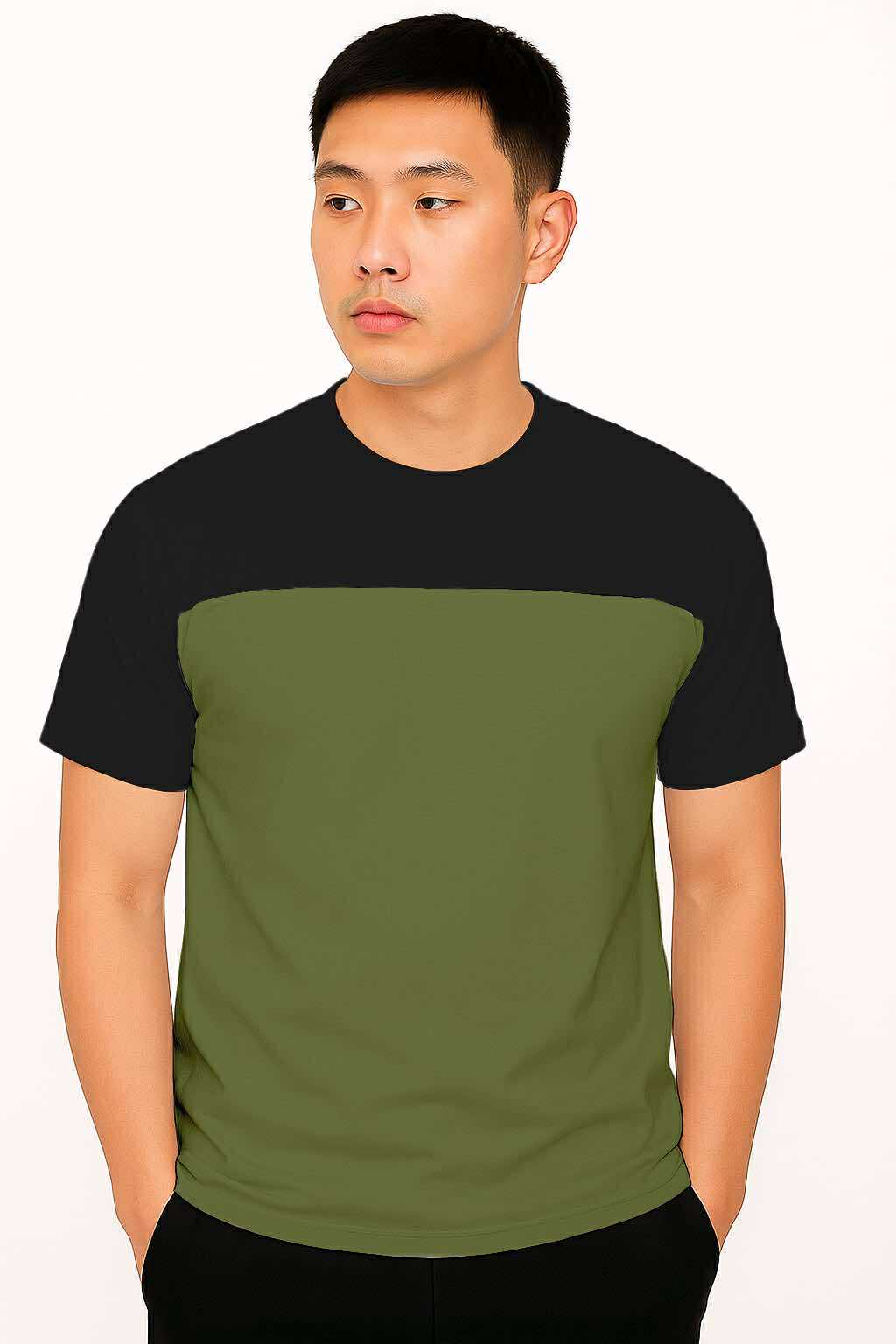 LUCAZ TWO TONED ROUND NECK T-SHIRT | PREMIUM COTTON  | SHORT SLEEVES | MEDIUM & XL