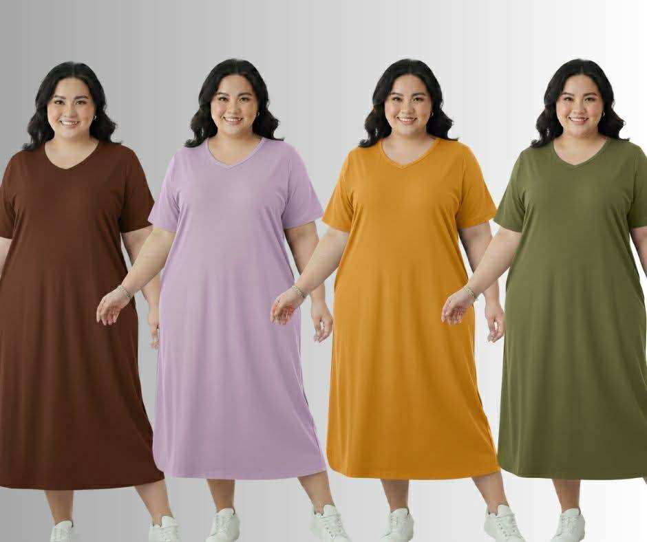 Plus Size Everyday Chic – V-Neck Dress with Functional Pockets