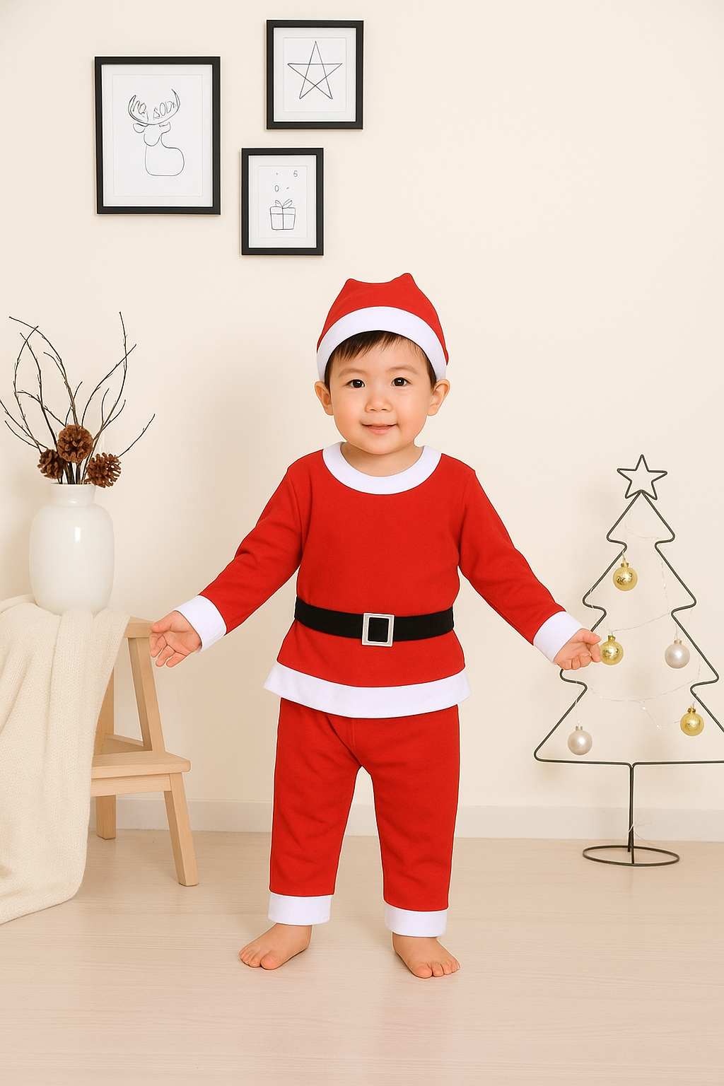 Kids’ Premium Santa Costume Set – Boys & Girls Holiday Outfit (Ages 3–12) | Soft Special Fabric