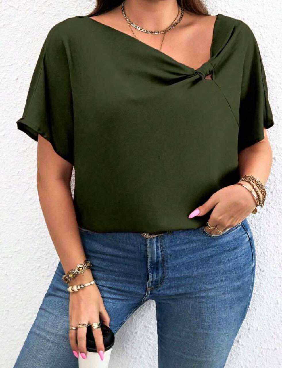 Women’s Knot Detail Blouse – Chic Short Sleeve Top | Casual to Office Wear