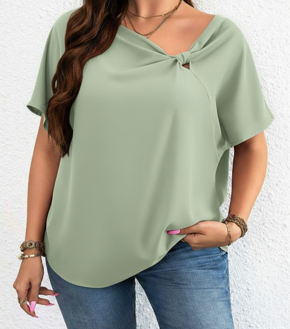 Women’s Knot Detail Blouse – Chic Short Sleeve Top | Casual to Office Wear