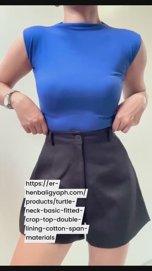 Turtle Neck Basic fitted Crop Top- double lining - cotton span materials