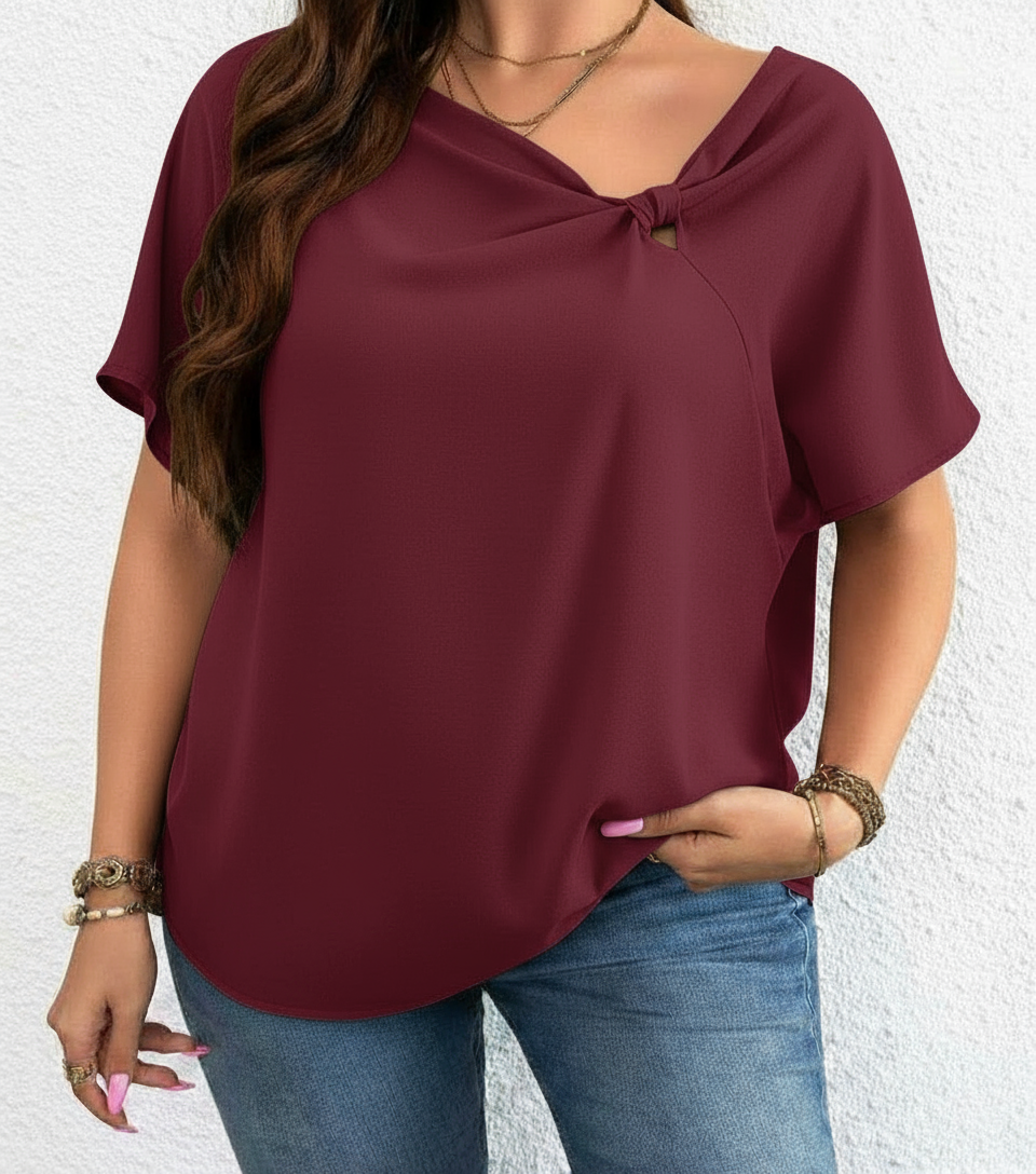 Women’s Knot Detail Blouse – Chic Short Sleeve Top | Casual to Office Wear