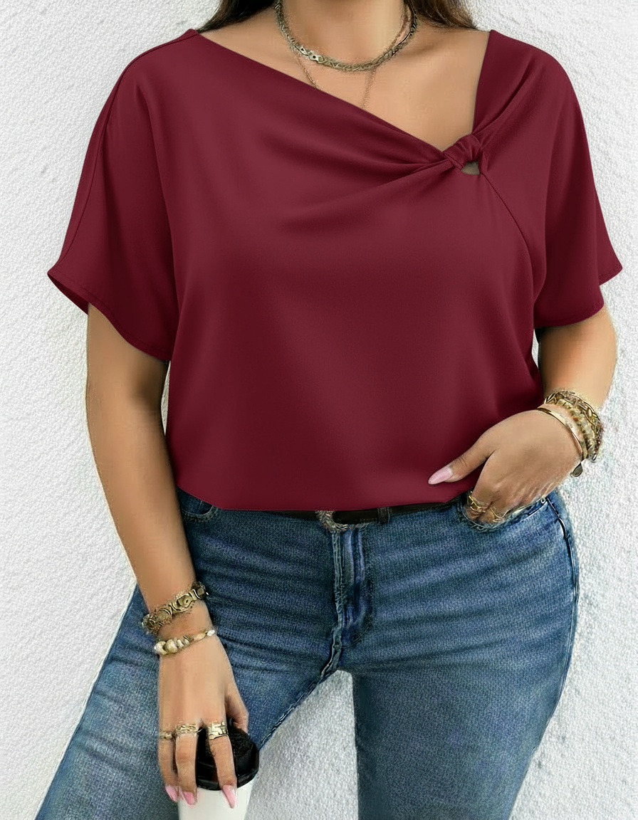 Women’s Knot Detail Blouse – Chic Short Sleeve Top | Casual to Office Wear