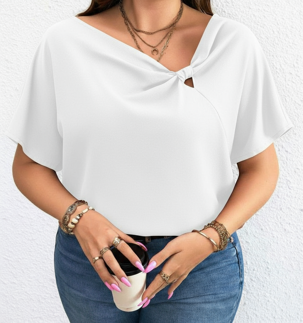 Women’s Knot Detail Blouse – Chic Short Sleeve Top | Casual to Office Wear